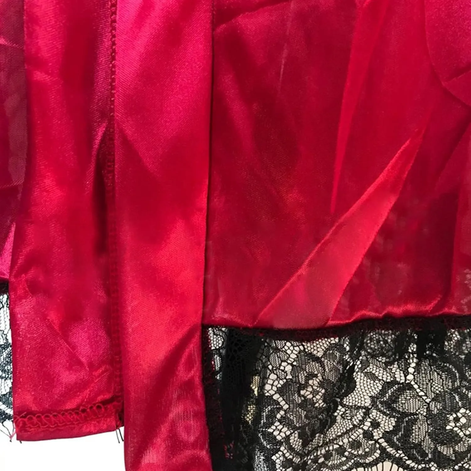 Women's Sexy Satin Robe Sheer Mesh Long Sleeve Silky Robes Nightgown V Neck Bath Kimono Bathrobe Sleepwear