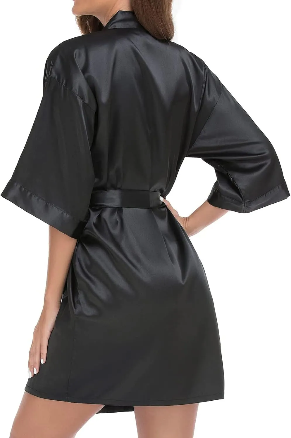 Women's Short Kimono Robe Silky Satin Bathrobe Bride Bridesmaids Getting Ready Sleepwear Leopard Print Nightgowns