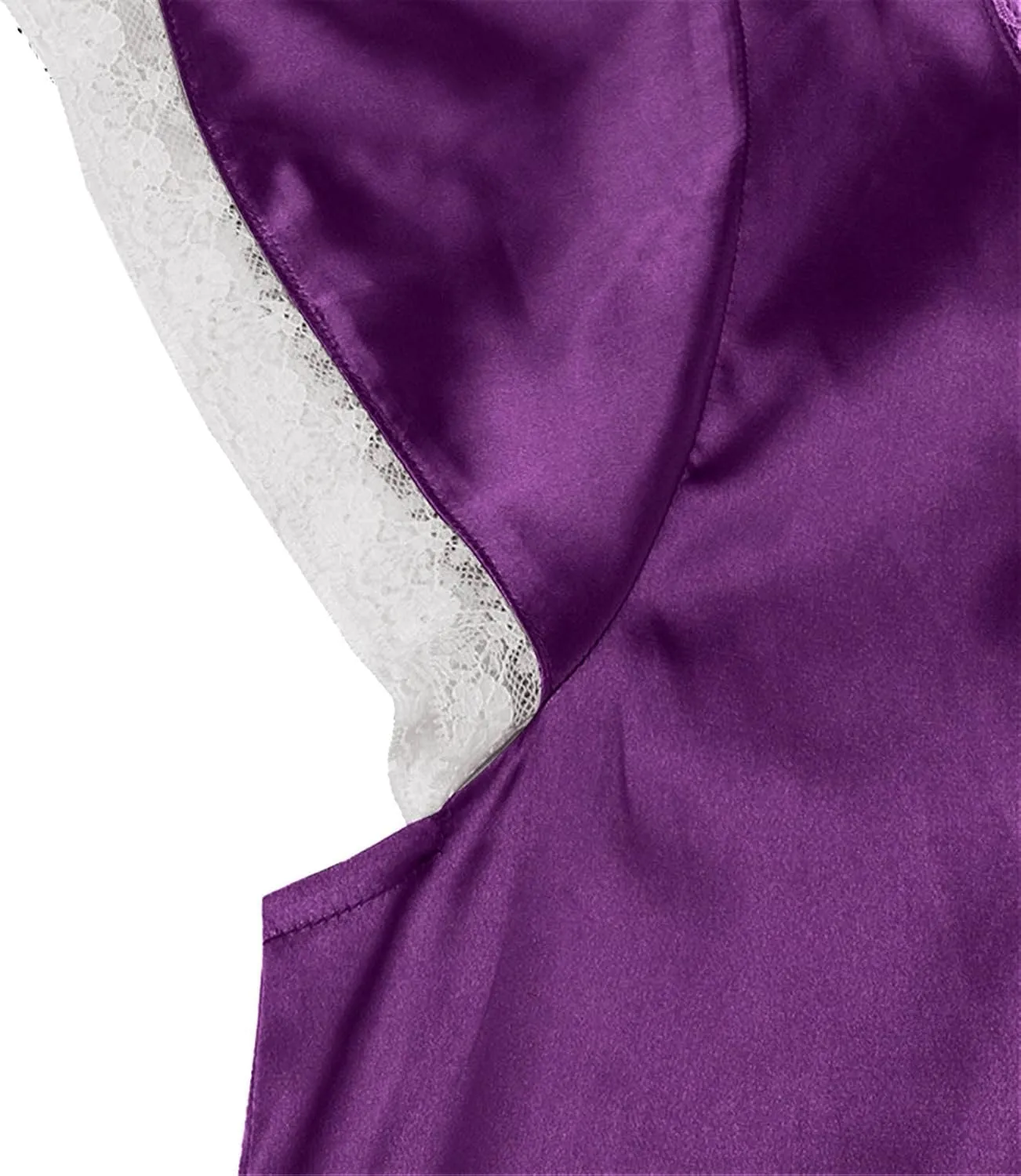 Womens Short Sleeve V Neck Homewear Pajamas Long Dress Nightgowns for Women Sleepwear Plus Size Slik Sleepdress