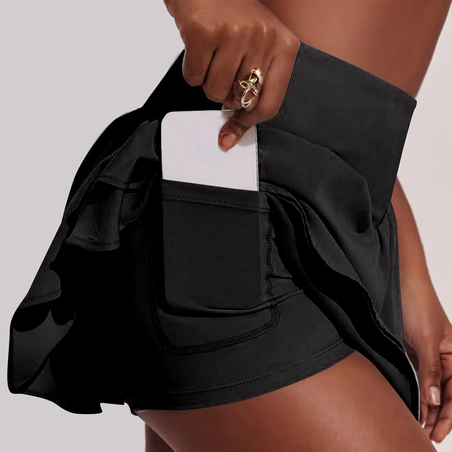 Womens Skorts Dressy Casual Women's Skorts with Pockets Plus Size High Waisted Tennis Skirt with Shorts Underneath