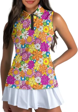 Women's Sleeveless Golf Shirts Racerback Workout Sport Tank Tops Lightweight Moisture Wicking Casual T Shirt