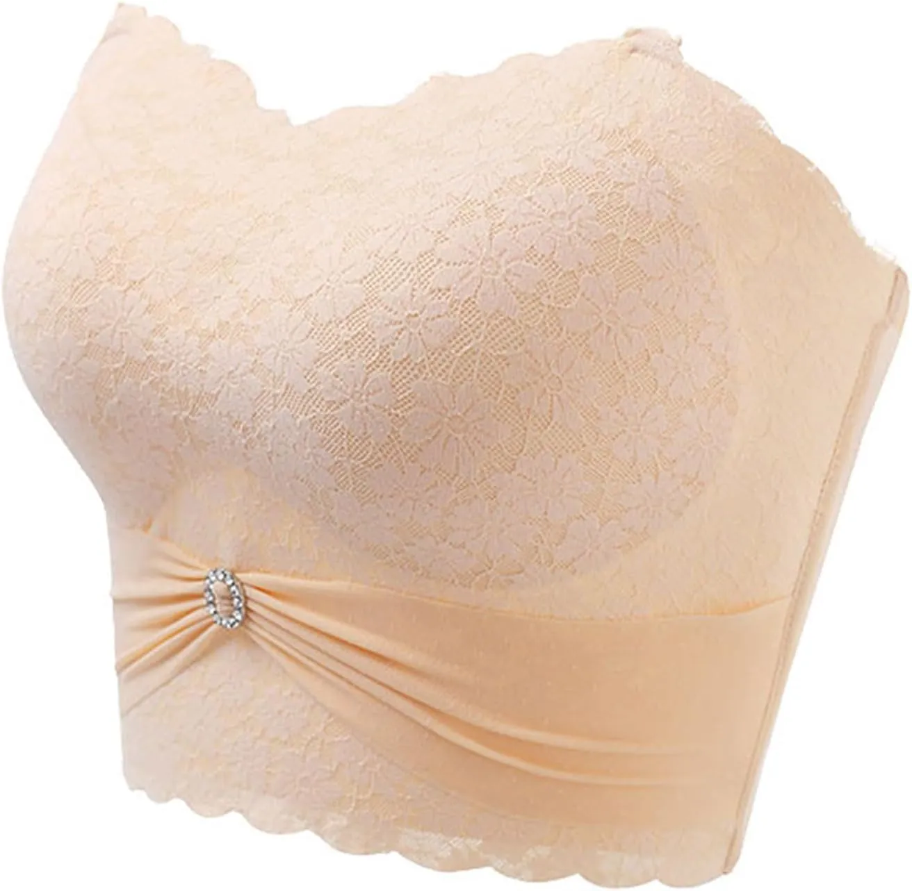 Women's Strapless Push Up Bra Slip Design for Large Bust Minimizes Appearance Slipping Sweetheart Womens Padded