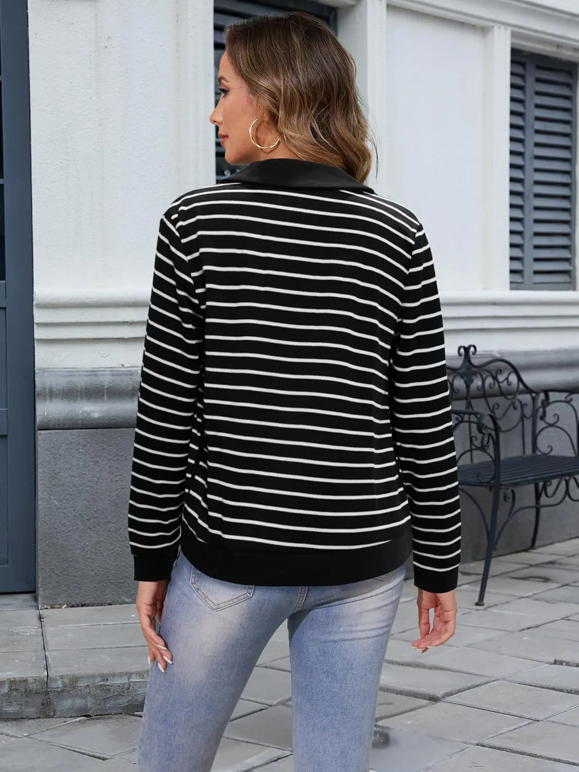 Women's Striped Cardigan Sweaters Long Sleeve Knit Lightweight Cardigan Fall Outfits Clothes Fashion Trendy