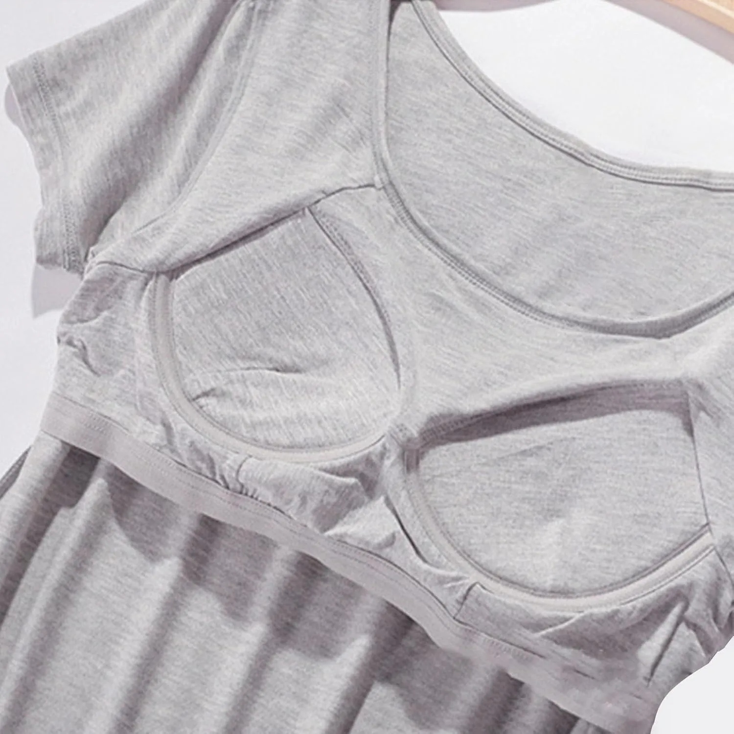 Womens Summer Nightgowns with Built in Shelf Bra Comfy Short Sleeve Long Nightshirt Soft Modal Sleepwear Nightdress