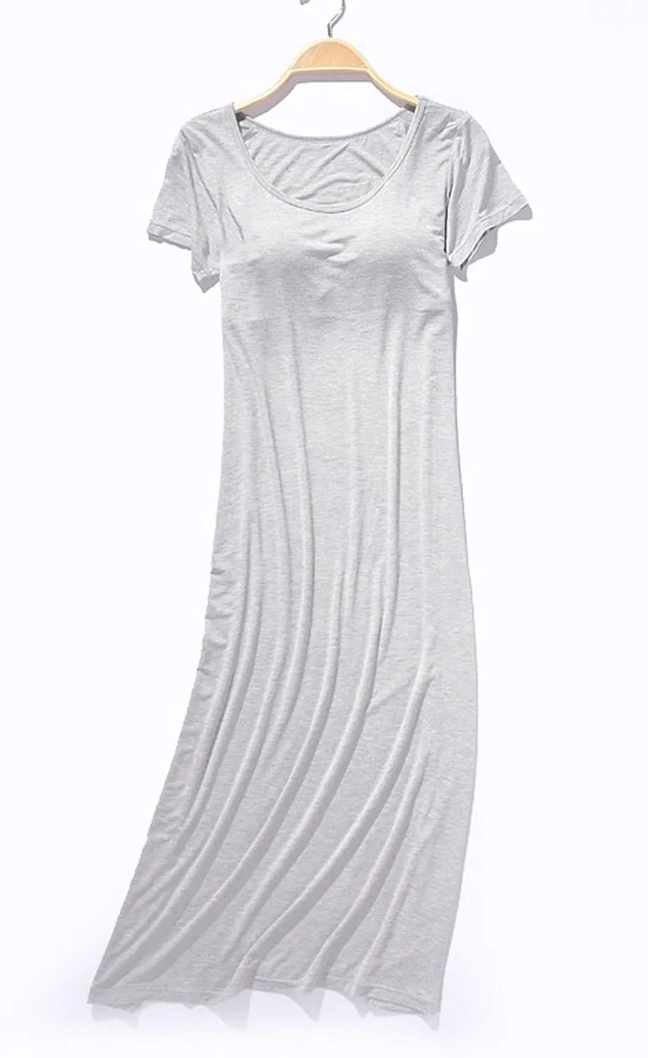 Womens Summer Nightgowns with Built in Shelf Bra Comfy Short Sleeve Long Nightshirt Soft Modal Sleepwear Nightdress
