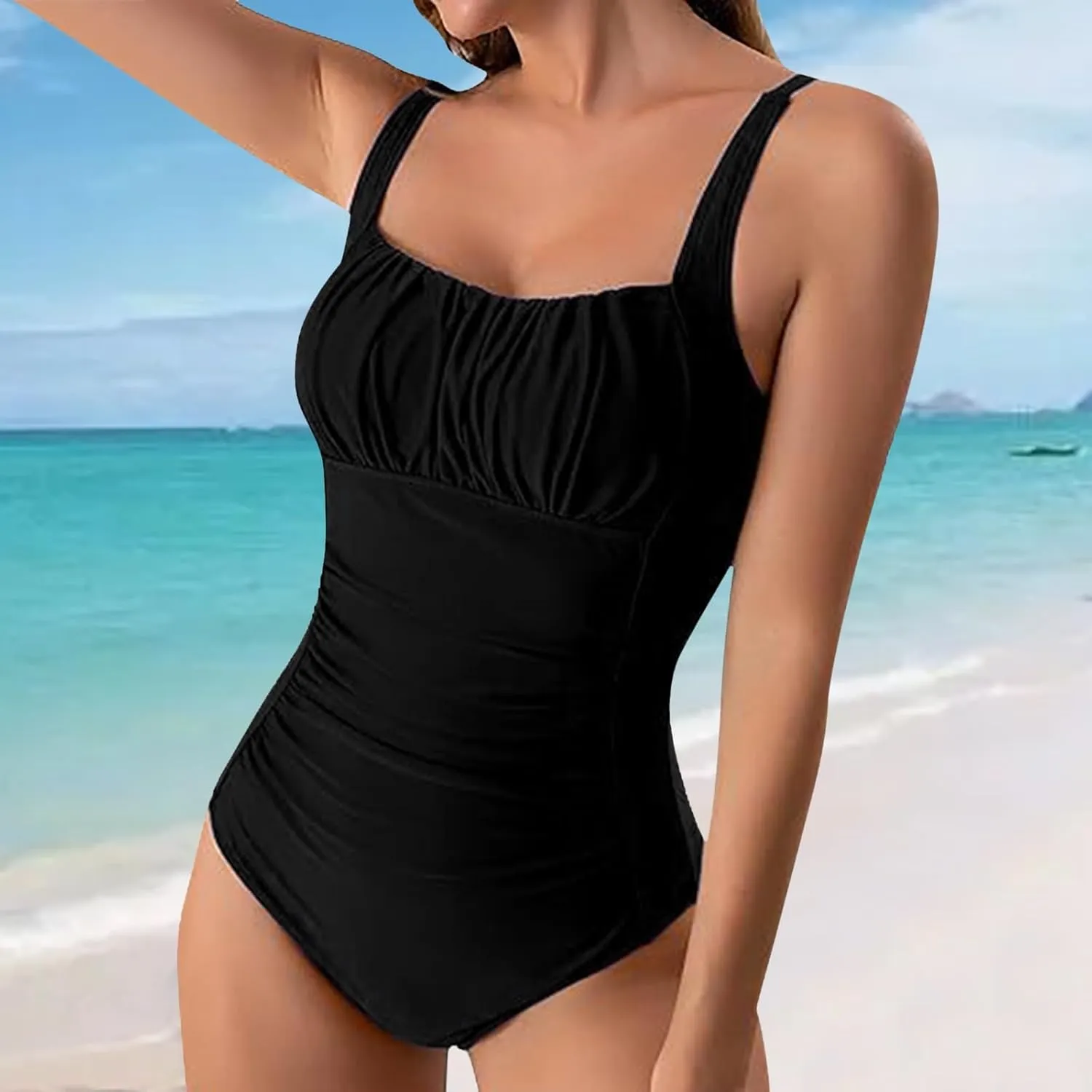 Women's Tankini Swimsuit Bikini Women's Conservative Large Stripe Fashion Beachwear Gradient Sexy Halter Bathing