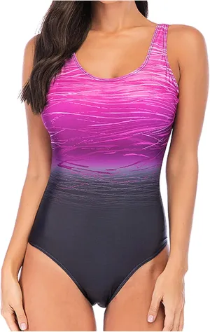 Women's Tankini Swimsuit Bikini Women's Conservative Large Stripe Fashion Beachwear Gradient Sexy Halter Bathing