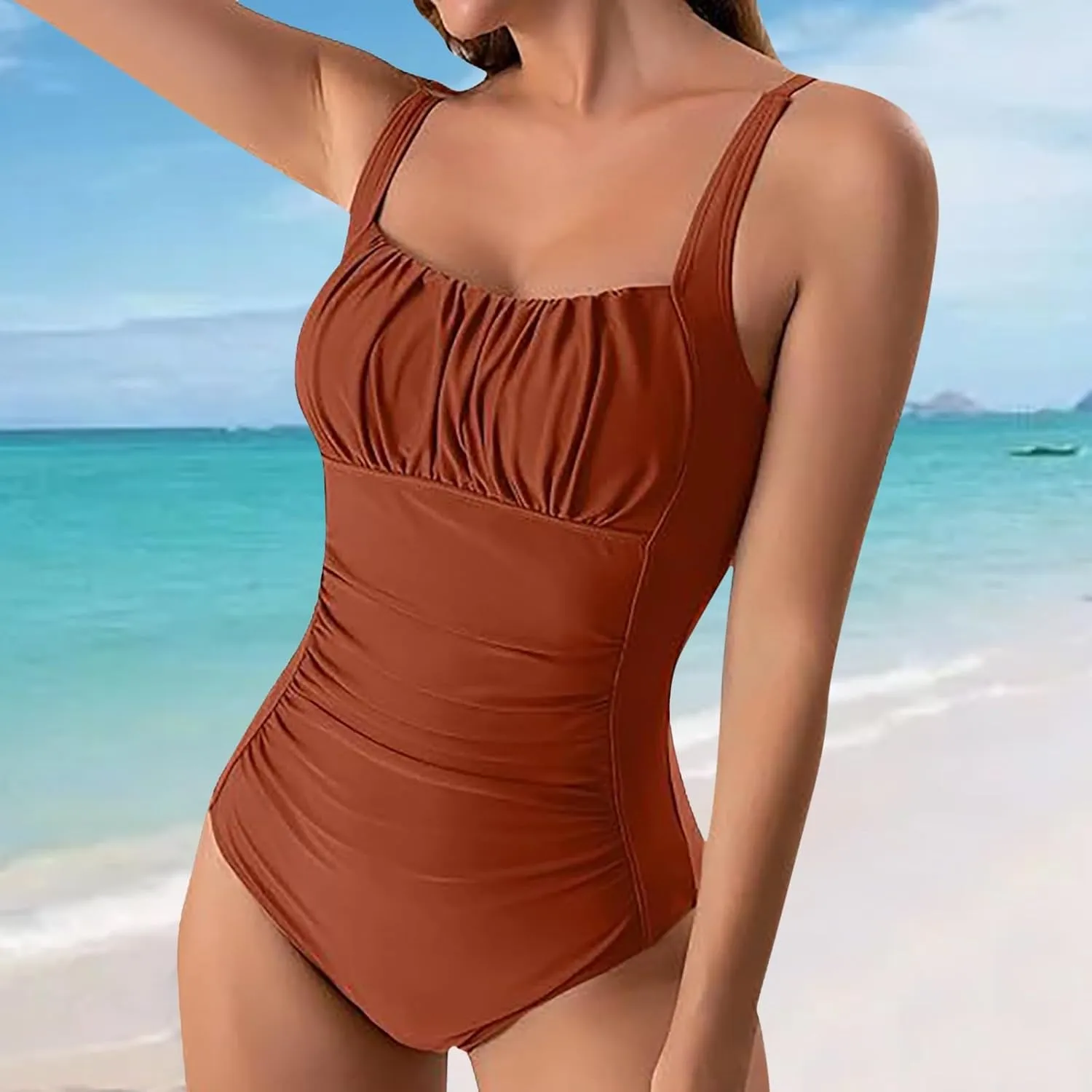 Women's Tankini Swimsuit Bikini Women's Conservative Large Stripe Fashion Beachwear Gradient Sexy Halter Bathing