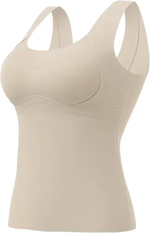 Womens Thermal Tank Tops with Built in Bra Warm Underwear High Stretch Sleeveless Cami Tank Top Camisoles Base Vest