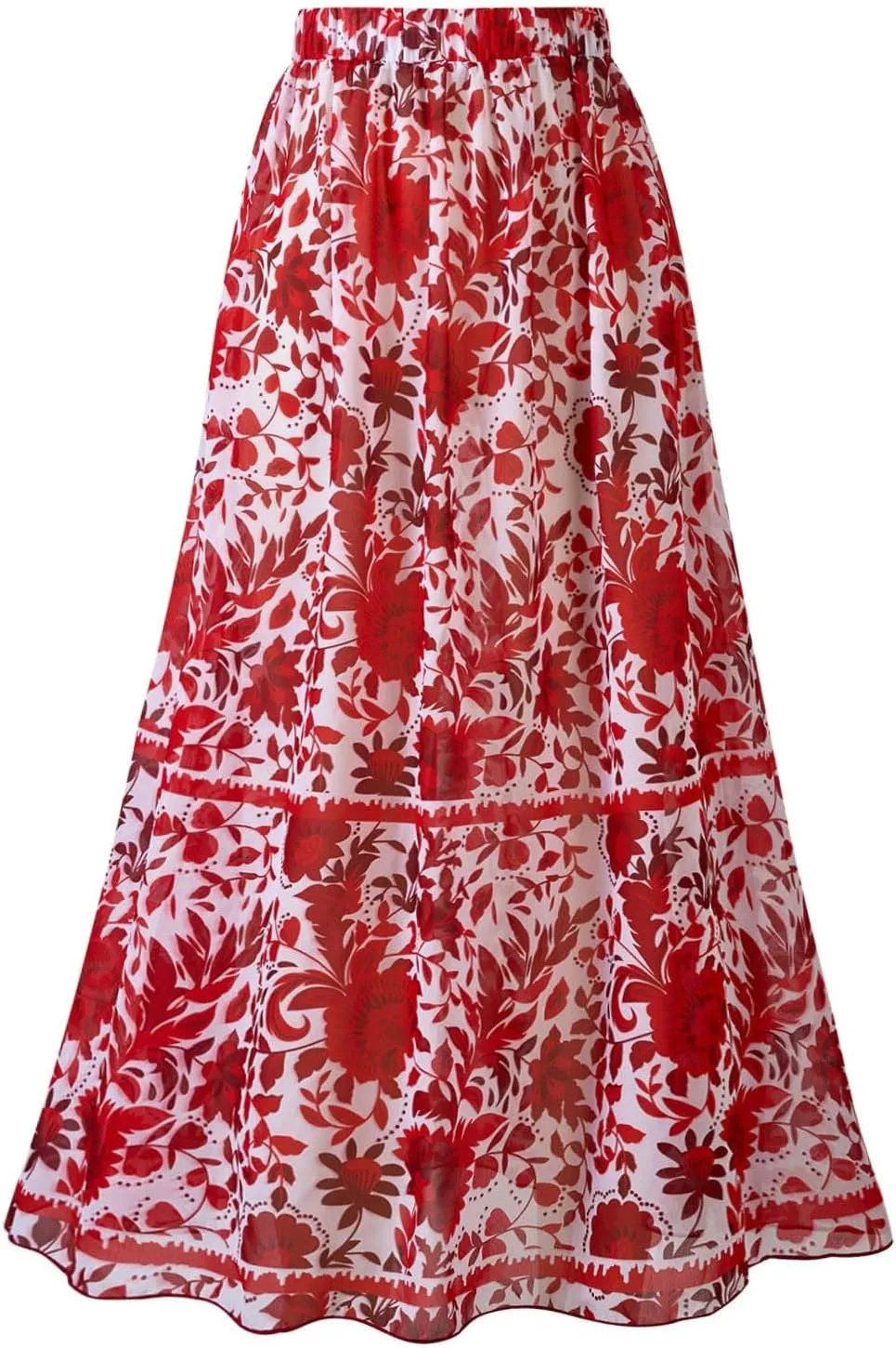 Women's Two-Piece Swimwear with Beach Cover Ups Sexy Flower Print Sexy One-Piece Sports Swimsuit with Warp Skirt