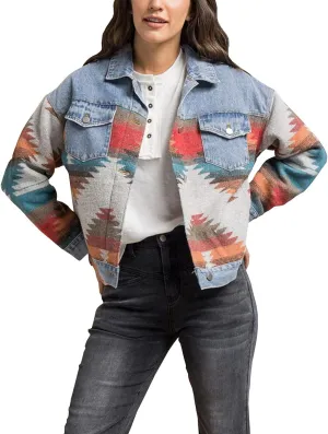 Women's Vintage Aztec Print Pattern Loose Shacket Button Down Long Sleeve Woolen Jacket Shirts Coat