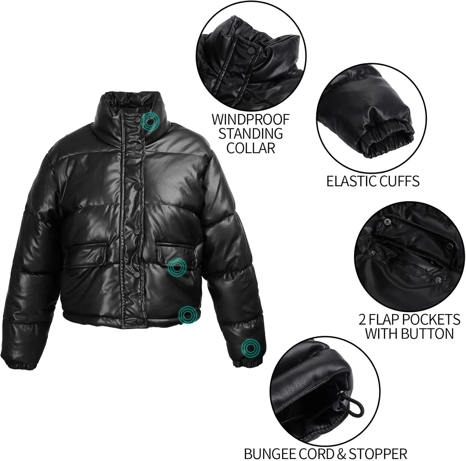 Women's Winter Cropped Puffer Jacket Coat Short Warm Quilted Fashion Jacket