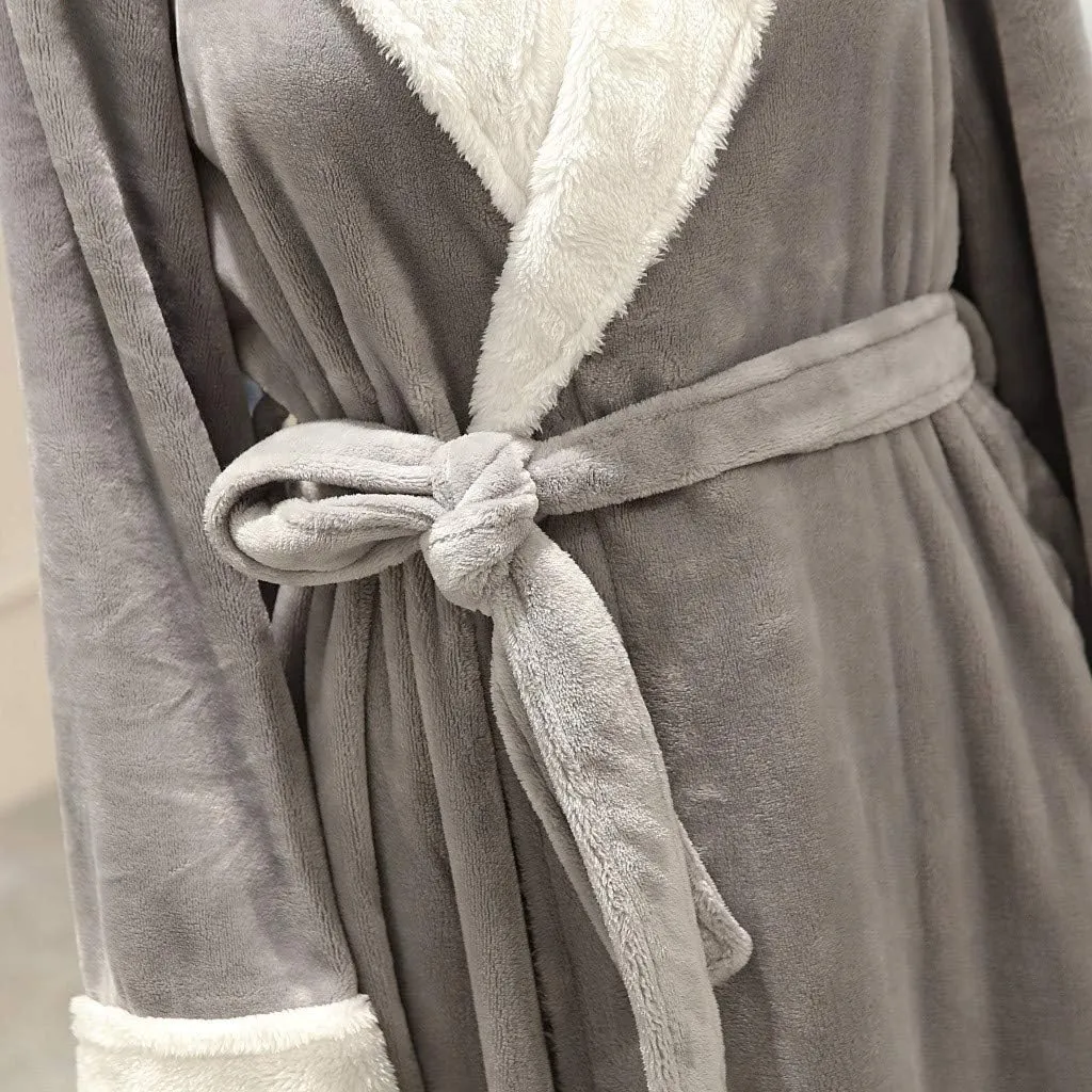 Women's Winter Fleece Robe Cozy Plush Long Warm Bathrobe for Women Tie Waist Soft Luxurious Fuzzy Spa Robes