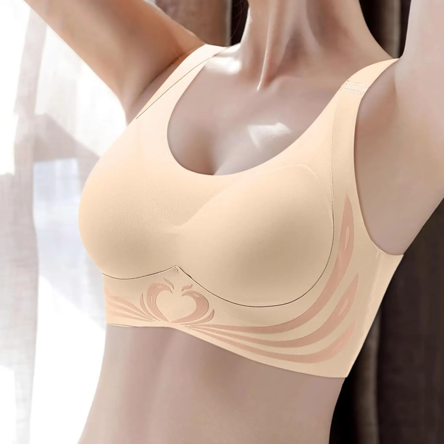 Womens Wireless Push Up Bra Seamless Super Gather Bra Anti Sagging Breasts Pushup Lifting Support Bras for Older Women