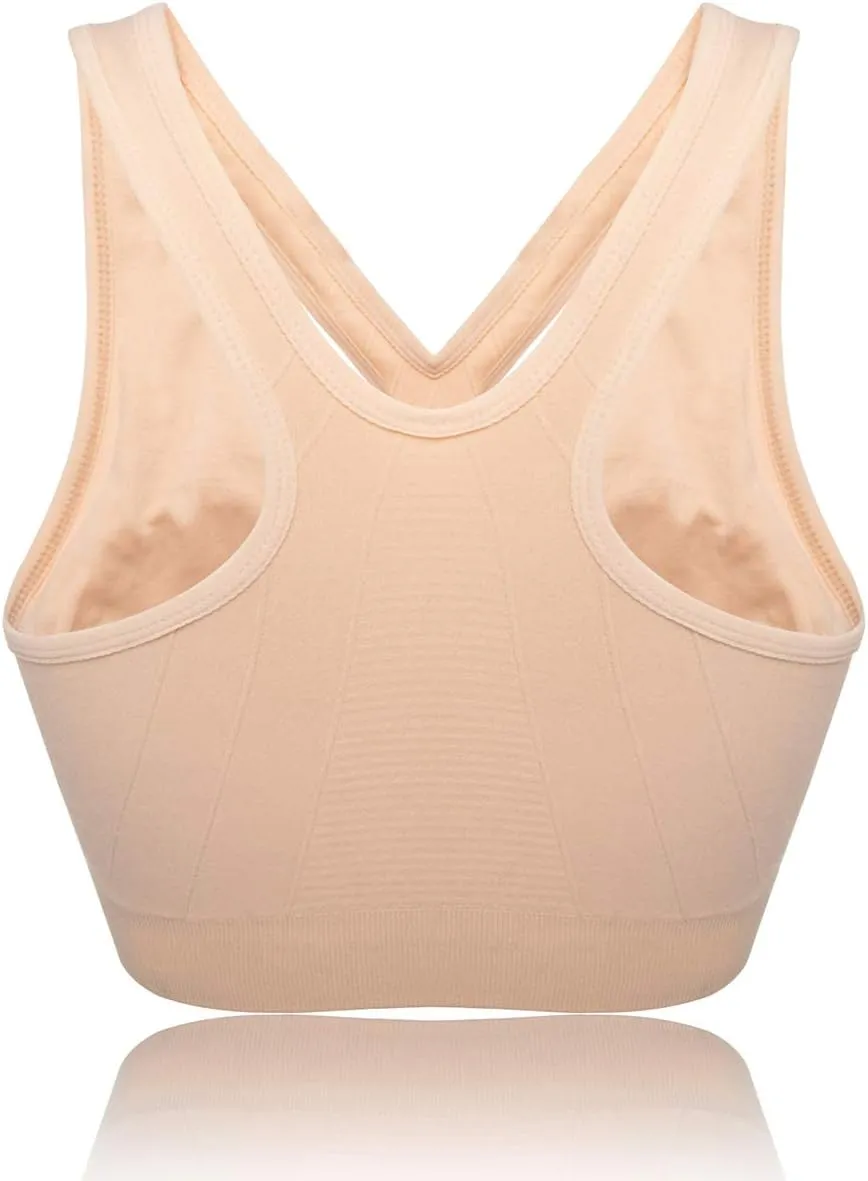 Women's Zip Front Sports Bra Wireless Post-Surgery Bra Active Yoga Sports Bras
