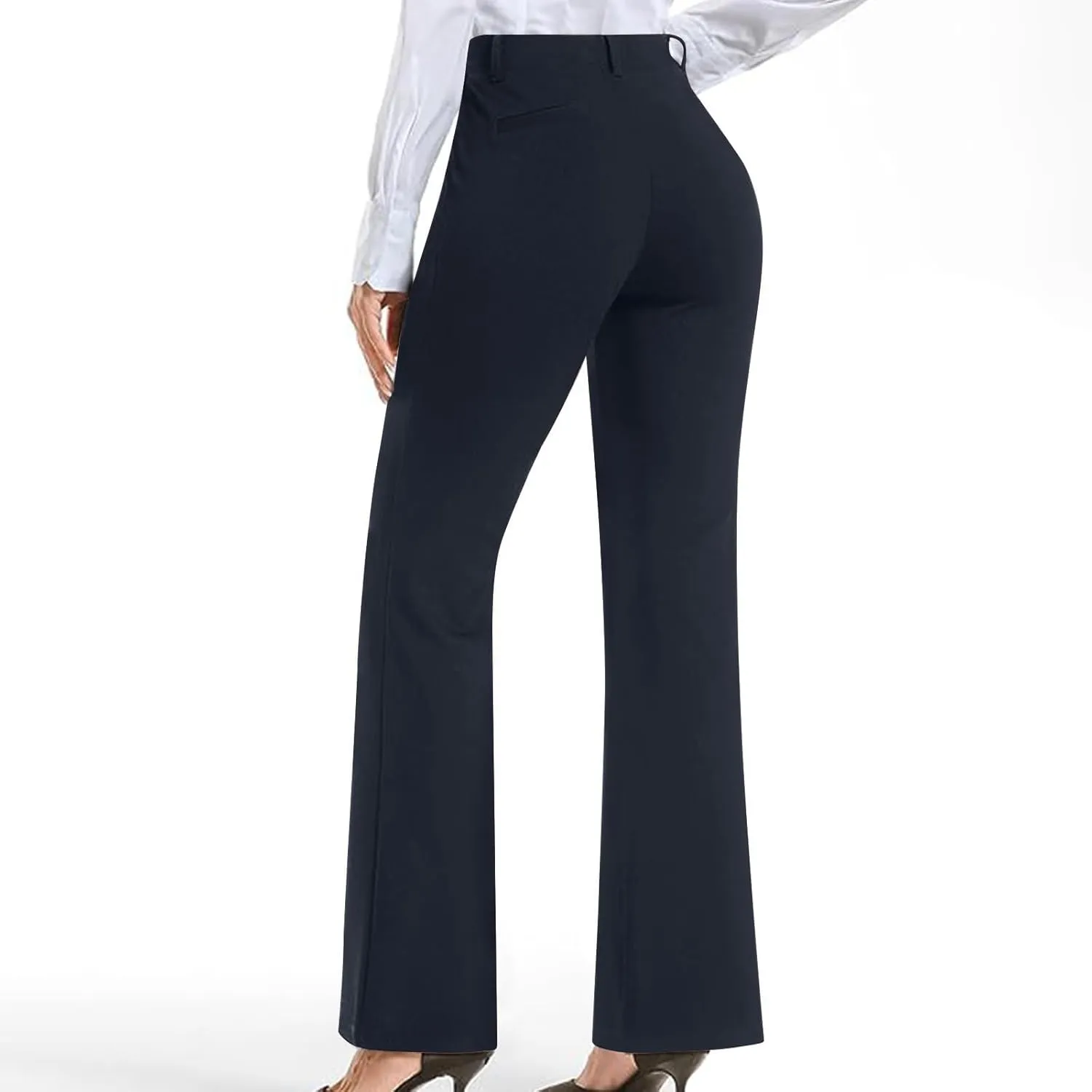 Work Pants Women Business Casual Dress Pants Bootcut Trousers Pants with Pockets Ladies High Waisted Pants