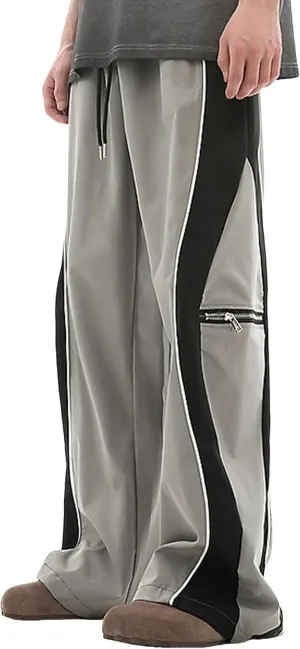 Y2k Track Pants Men Baggy Sweatpants Hip Hop Striped Pants Wide Leg Parachute Pants Streetwear