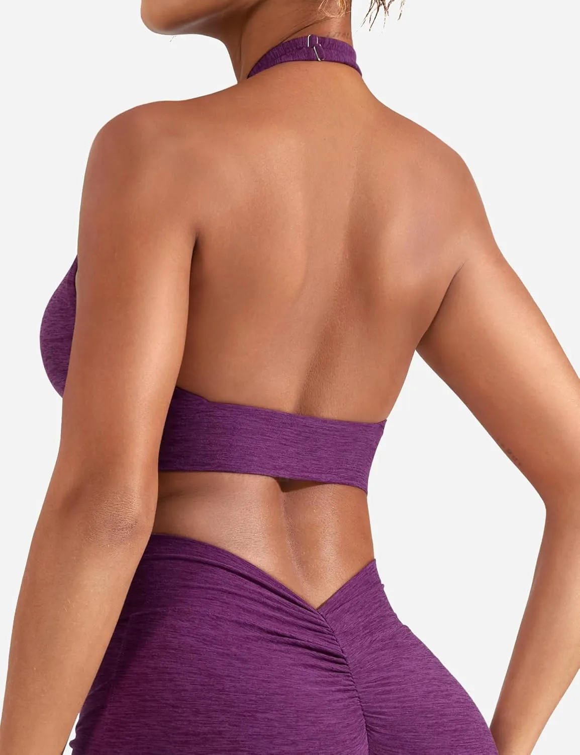 YEOREO Women's Sports Bra Backless Sports Bra Crush Halter Sport Bra Padded Workout Yoga Top