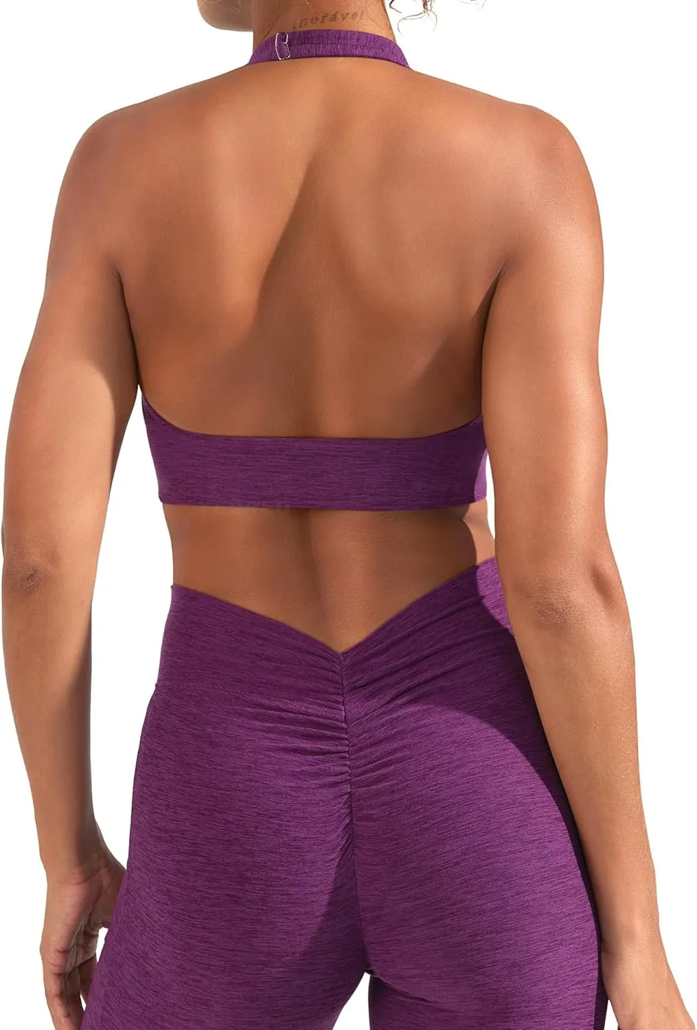 YEOREO Women's Sports Bra Backless Sports Bra Crush Halter Sport Bra Padded Workout Yoga Top
