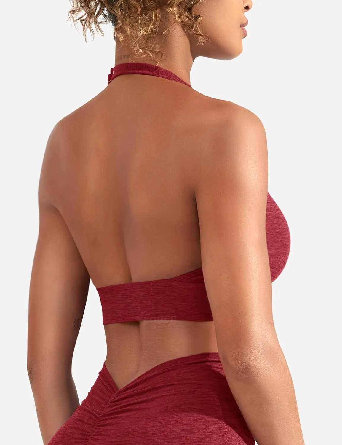 YEOREO Women's Sports Bra Backless Sports Bra Crush Halter Sport Bra Padded Workout Yoga Top