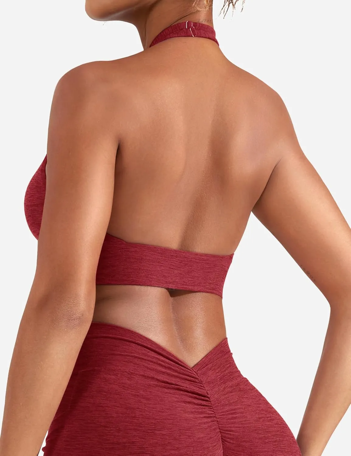 YEOREO Women's Sports Bra Backless Sports Bra Crush Halter Sport Bra Padded Workout Yoga Top