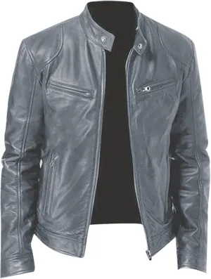 Ymosrh Fashion Jackets for Men Autumn and Winter Men's Casual Solid Color Long-Sleeved Slim Leather Mens Jackets