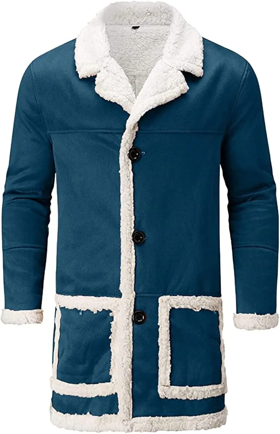 Ymosrh Sport Jackets for Men Men's Casual Cardigan Fleece Lined Solid Buttons Wool Long Sleeve Trench Coat Jackets