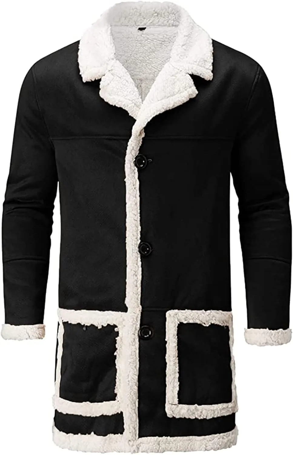 Ymosrh Sport Jackets for Men Men's Casual Cardigan Fleece Lined Solid Buttons Wool Long Sleeve Trench Coat Jackets