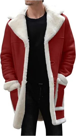 Ymosrh Sport Jackets for Men Men's Casual Cardigan Fleece Lined Solid Buttons Wool Long Sleeve Trench Coat Jackets
