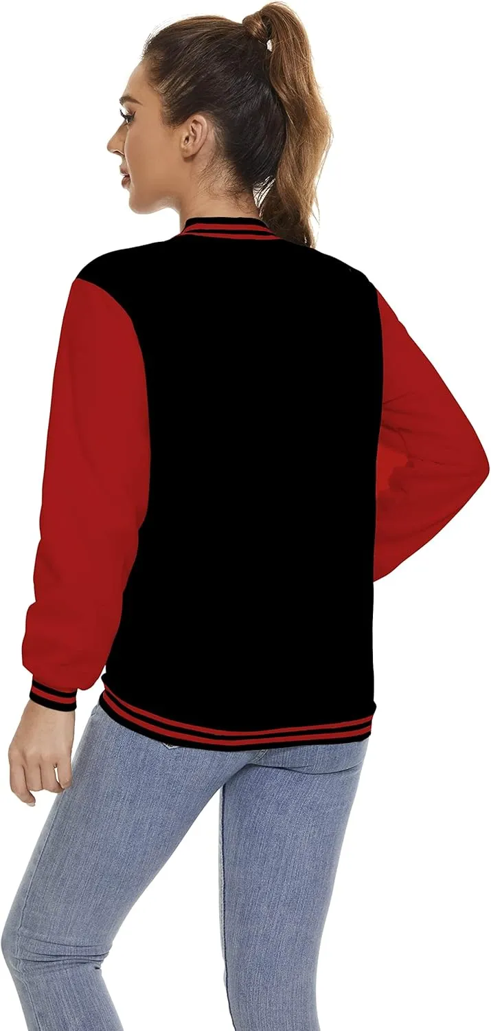 Yuji Itadori Women Varsity Jacket Baseball Lightweight Outwear Fleece Coat Button Down Clothes