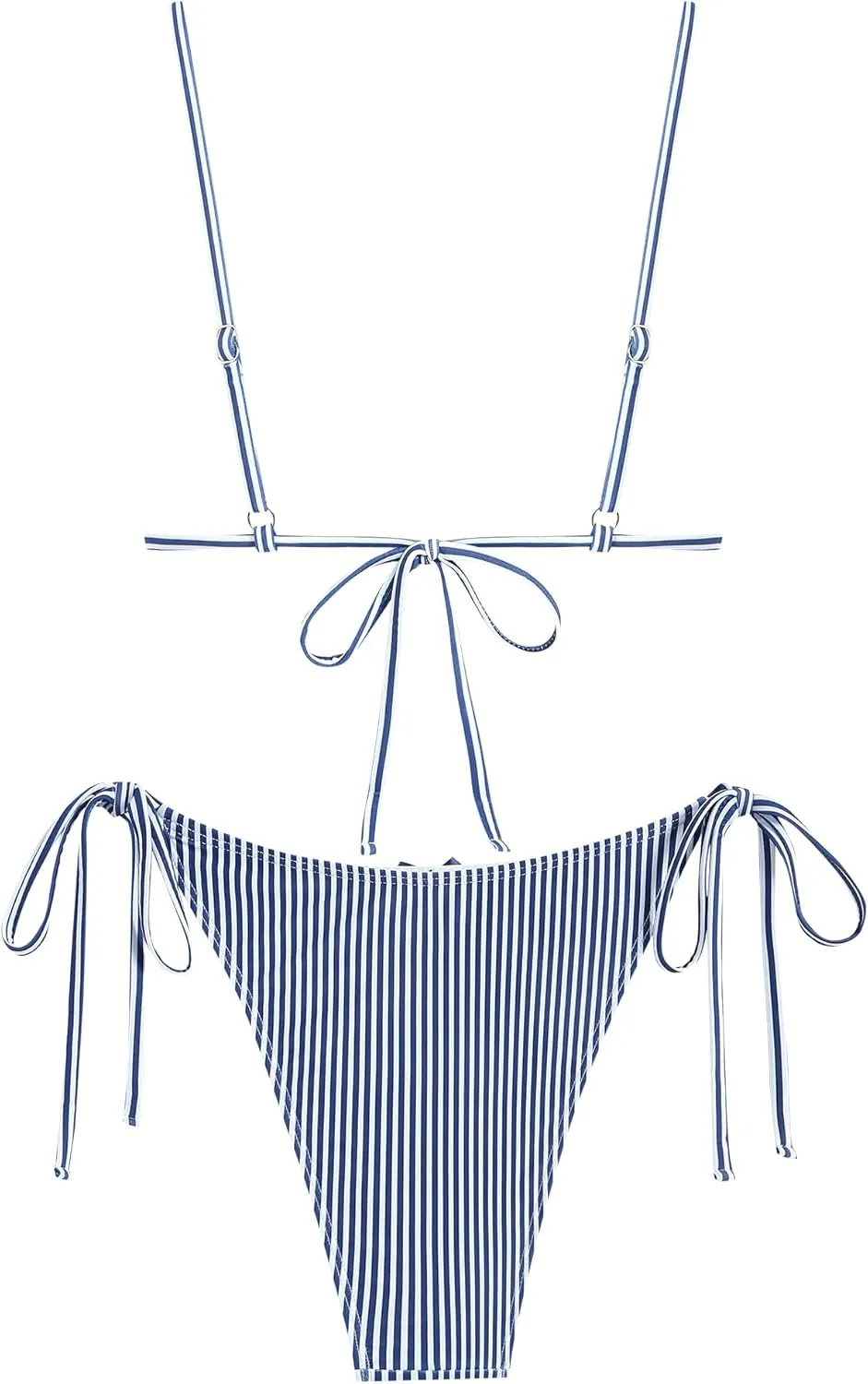 ZAFUL Women's Triangle Bikini Lace Frilled Ruffles Gingham Print Tie Side Spaghetti Strap 2 Pieces Bikini Swimsuit