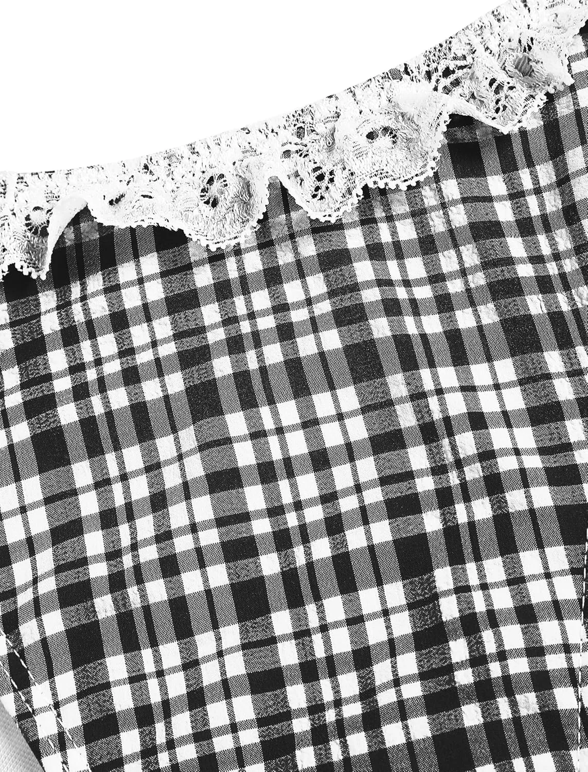 ZAFUL Women's Triangle Bikini Lace Frilled Ruffles Gingham Print Tie Side Spaghetti Strap 2 Pieces Bikini Swimsuit