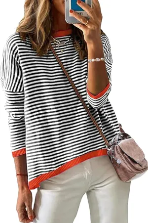 Zeagoo Sweaters for Women Fall Outfits Trendy 2024 Long Sleeve Crew Neck Knit Pullover Sweater Tops