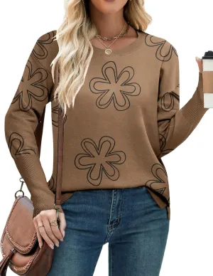 Zeagoo Women's 2025 Fall Sweaters Casual Long Sleeve Crew Neck Ribbed Knit Side Slit Pullover Sweater