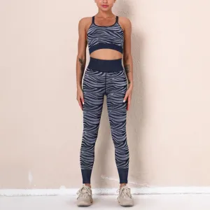 Zebra Stripe Seamless Yoga Suits Womens Workout Suits Wholesale Activewear