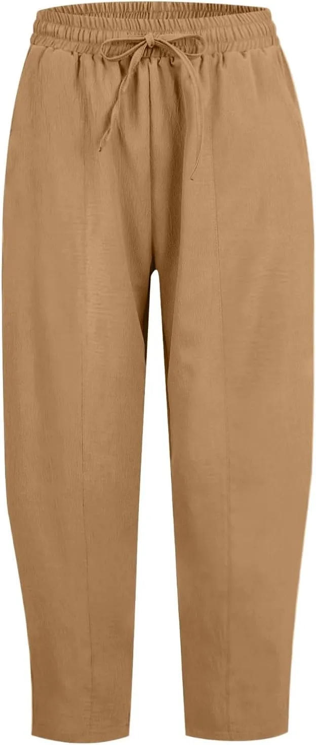 ZEFOTIM Womens Wide Leg Dress Pants Drawstring High Waisted Trousers Solid Color Dress Pants with Pocket