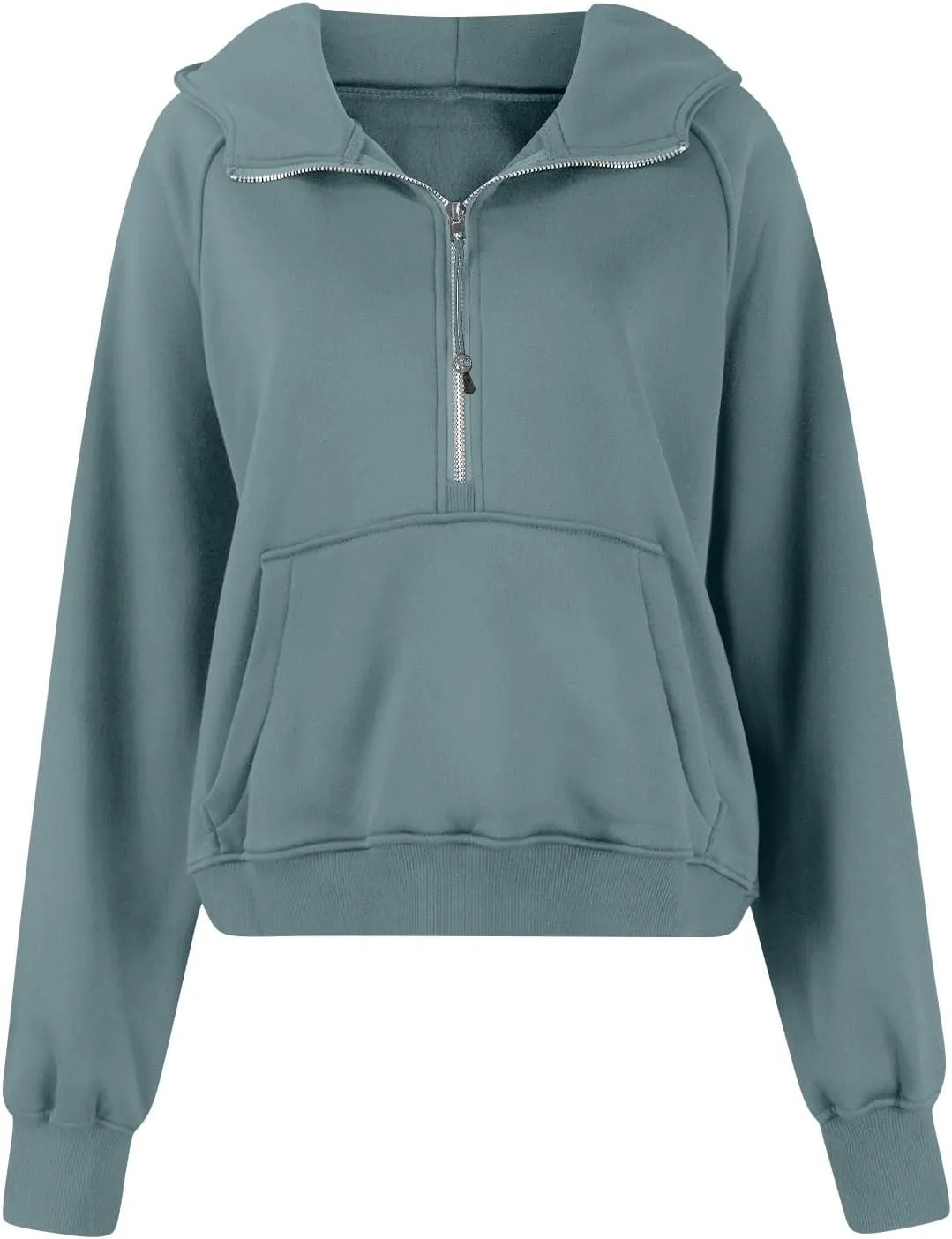 Zip Up Hoodie Women Fall Winter Sweatshirt Drop Shoulder Half Zip Pullover Sweaters Long Sleeve Tops With Pocket