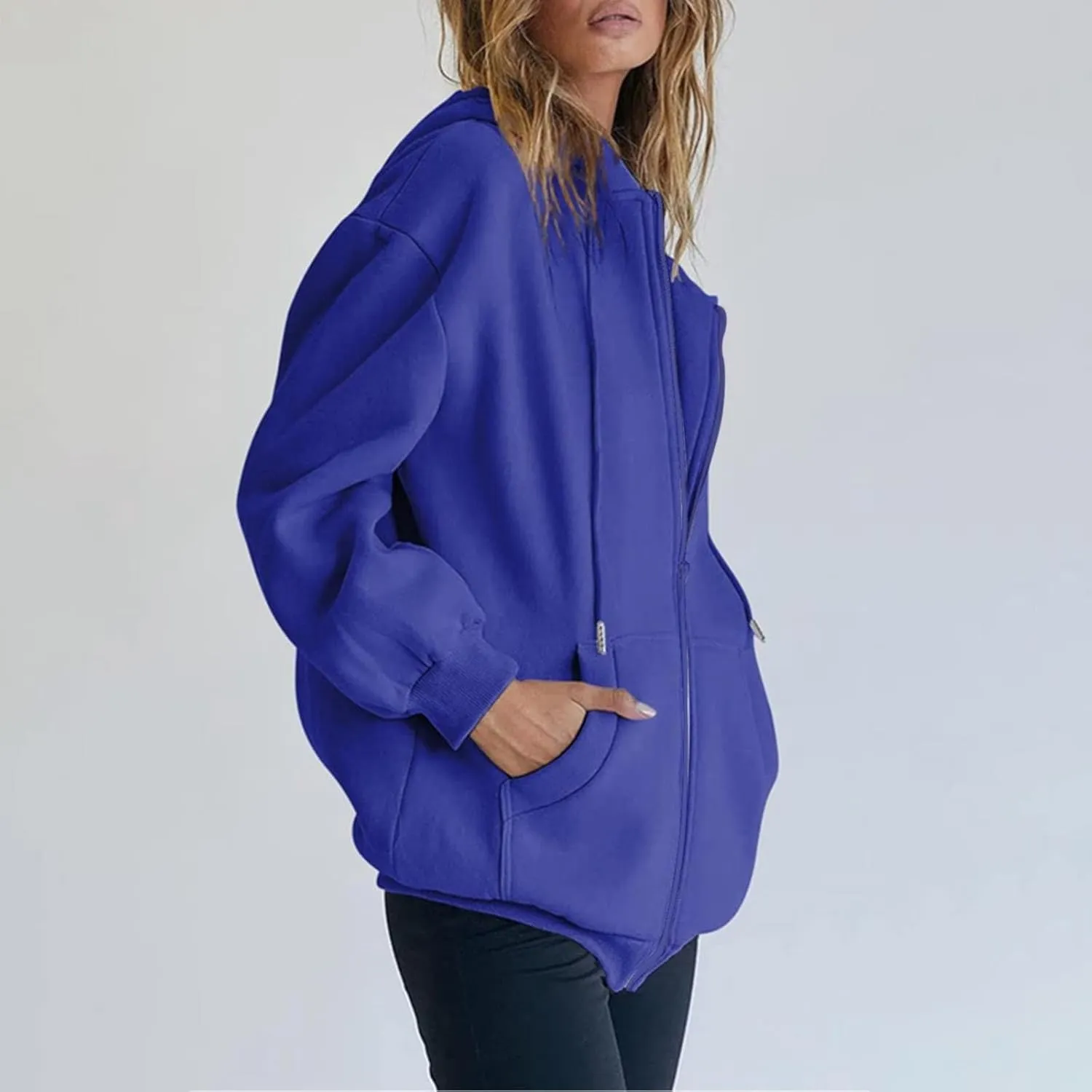 Zip Up Hoodie Women Y2K Long Sleeve Oversized Sweatshirts Lightweight Fleece Jacket Cute 2024 Fall Fashion Clothes