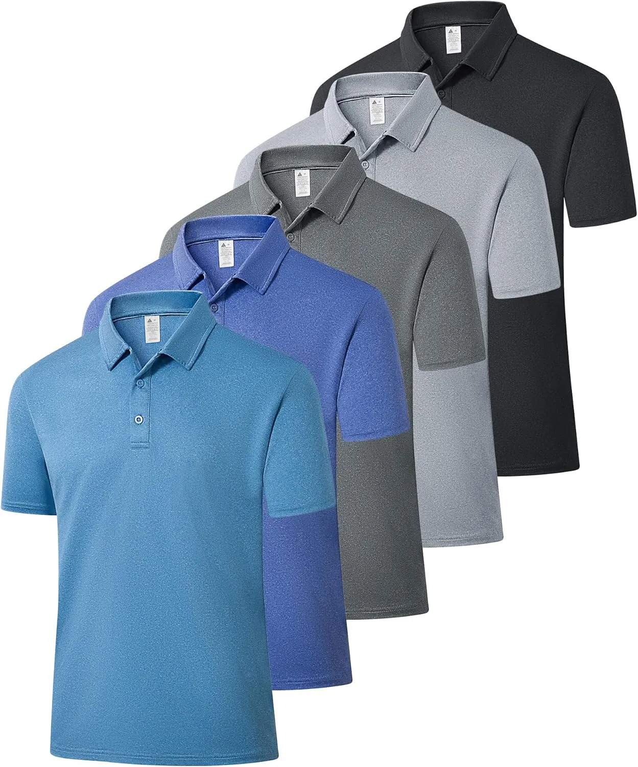 ZITY 5 Pack Mens Polo Shirts Short Sleeve Casual Performance Moisture Wicking Golf Shirt