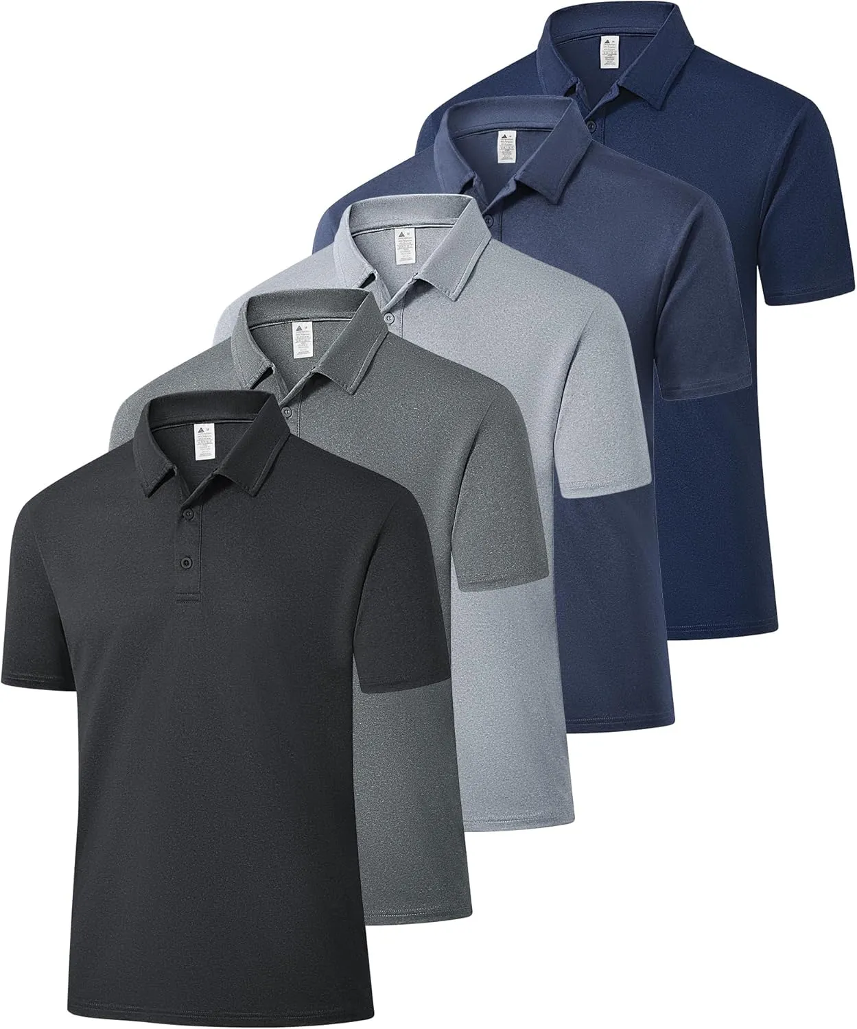 ZITY 5 Pack Mens Polo Shirts Short Sleeve Casual Performance Moisture Wicking Golf Shirt