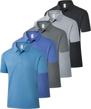 ZITY 5 Pack Mens Polo Shirts Short Sleeve Casual Performance Moisture Wicking Golf Shirt